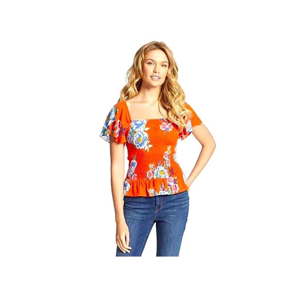 NWT Jessica Simpson flutter sleeve smocked blouse M